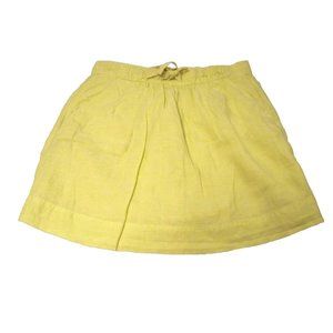 J.Crew Womens Skirt 2 100% Linen Neon Yellow Elastic Waist Mini Elastic Waist